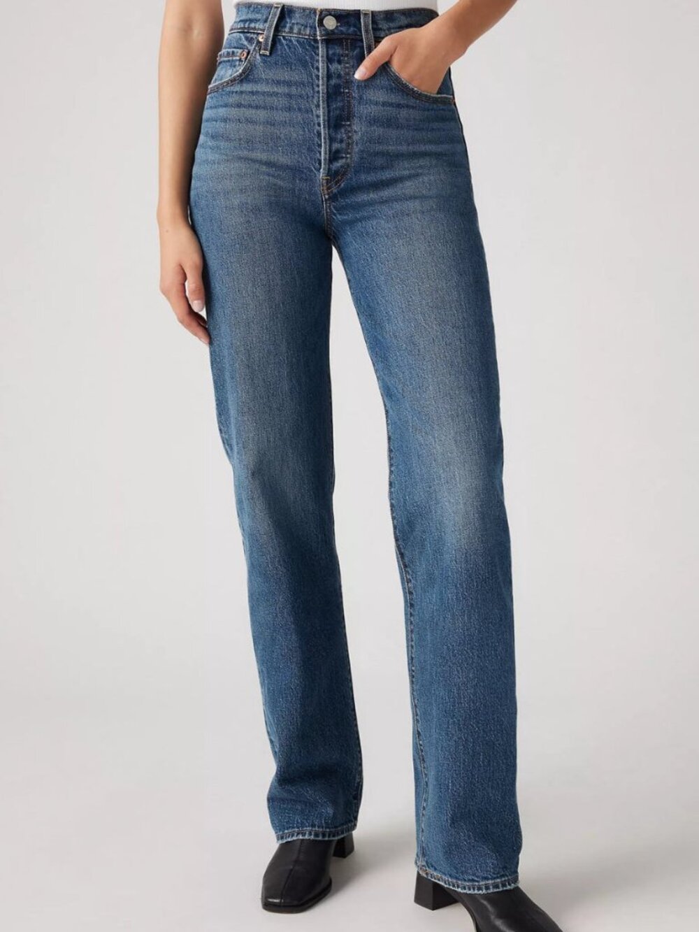 LEVI'S ribcage straight jeans full length in valley view (sz25)